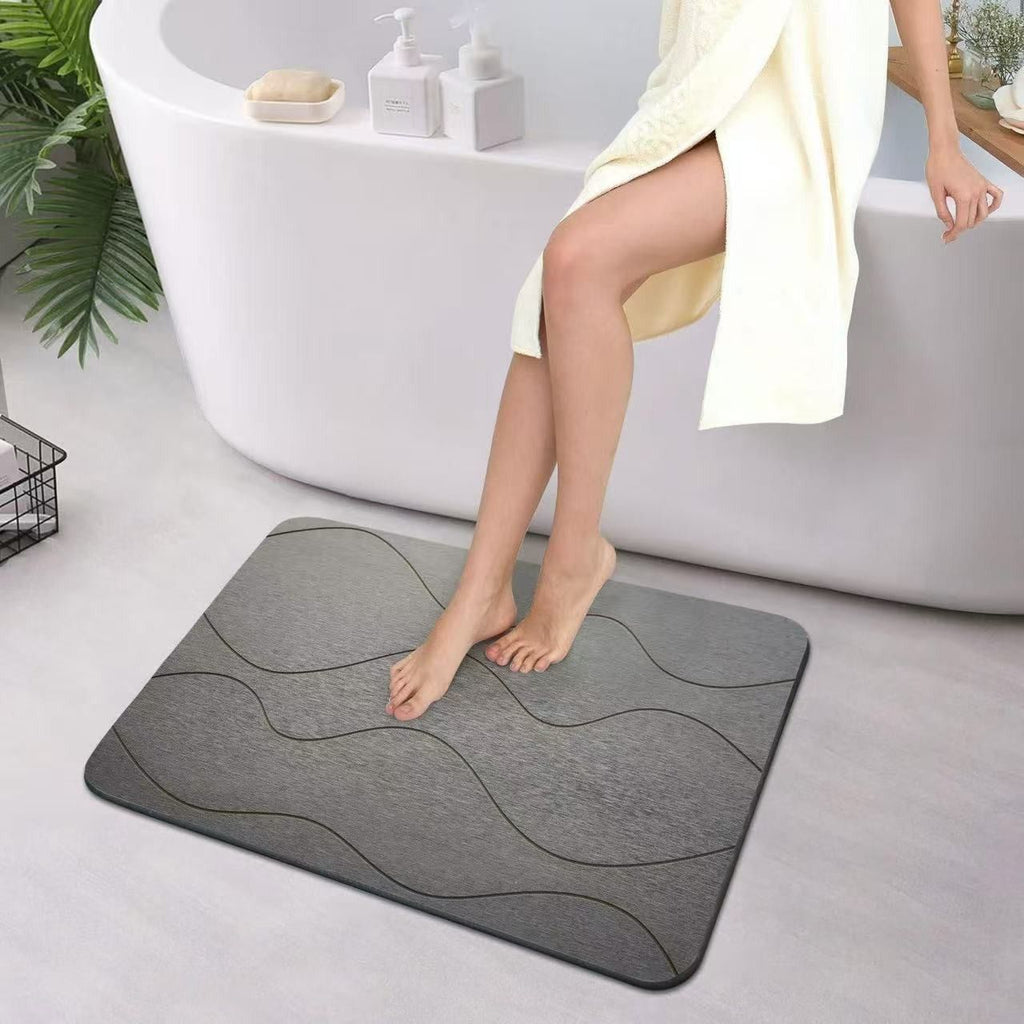 TerraDry Stone Bath Mat - Non-Slip Super Absorbent Diatomaceous Earth Stone Mat