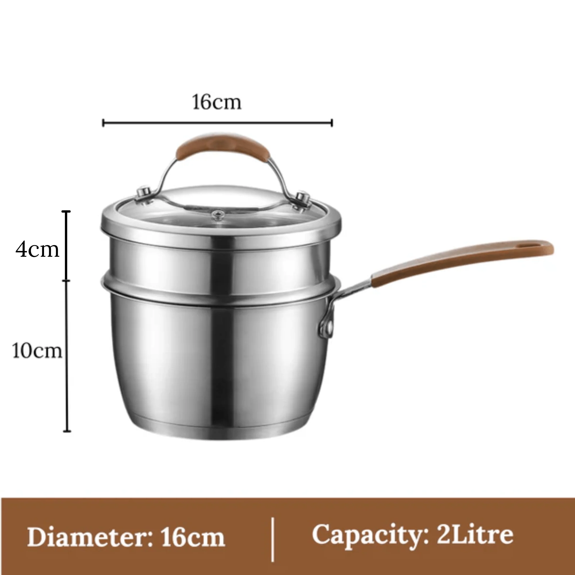 قدر طبخ وتبخير متعدد الأغراض من الفولاذ المقاوم للصدأ (2 لتر)