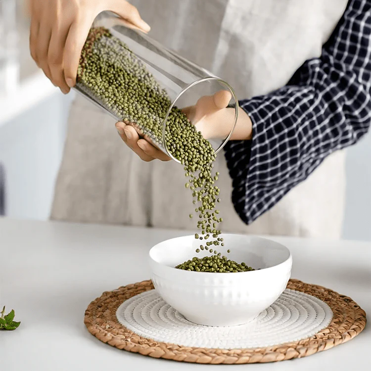 Multi-Purpose Airtight Plastic Transparent Food Storage Jar with Bamboo Lid