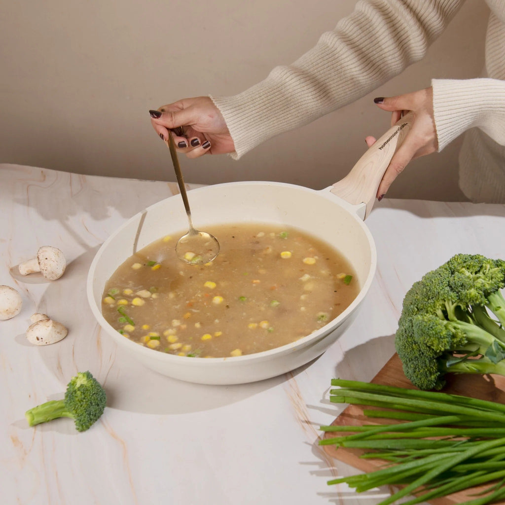 Maifan Stone Non-Stick Flat Bottom Frying Pan (White-24cm)