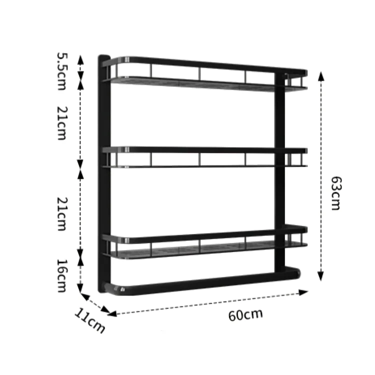 Multi-Purpose Wall-Mounted Aluminum Household Rack (60cm)