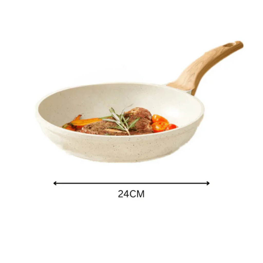 Maifan Stone Non-Stick Flat Bottom Frying Pan (White-24cm)