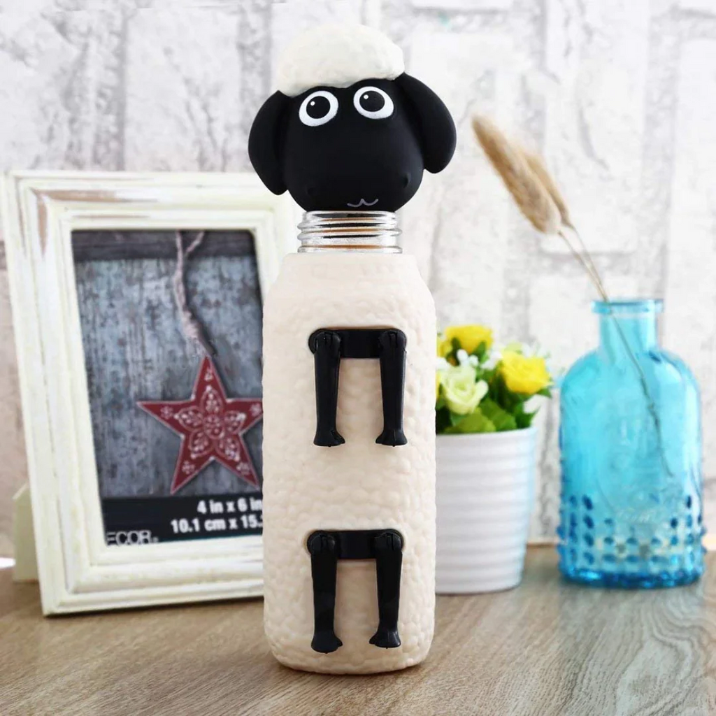 Cute Sheep Glass Water Bottle