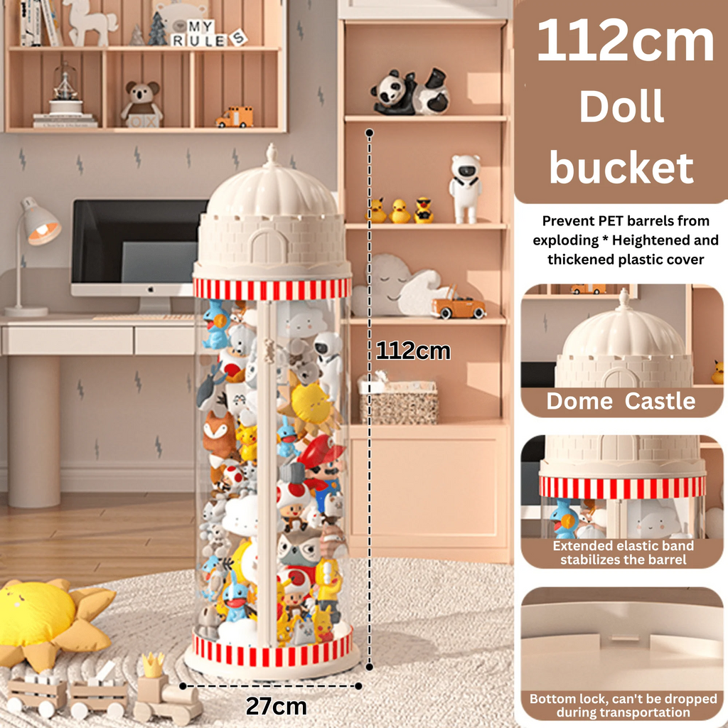 Multi-Purpose Plastic Princess Castle Doll Storage Bucket with Zipper (27cm)