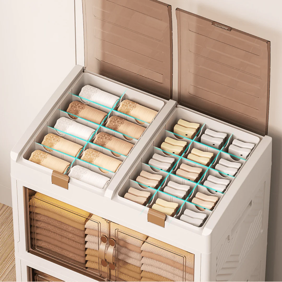 Multi-Purpose Foldable Storage Organizer Wardrobe With Wheels