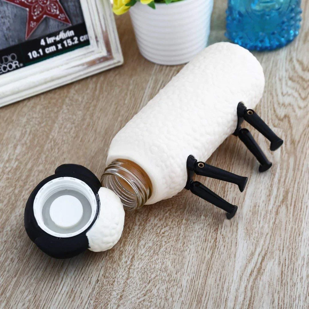 Cute Sheep Glass Water Bottle