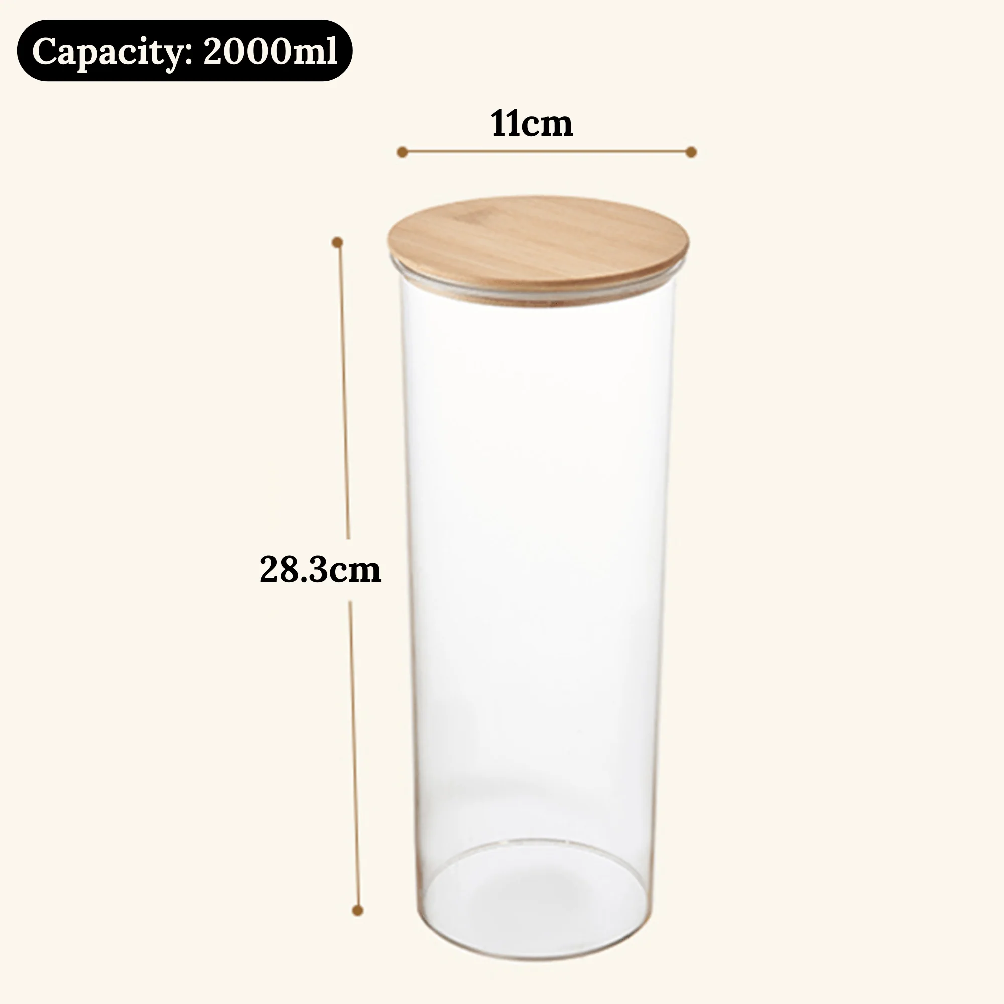 Multi-Purpose Airtight Plastic Transparent Food Storage Jar with Bamboo Lid