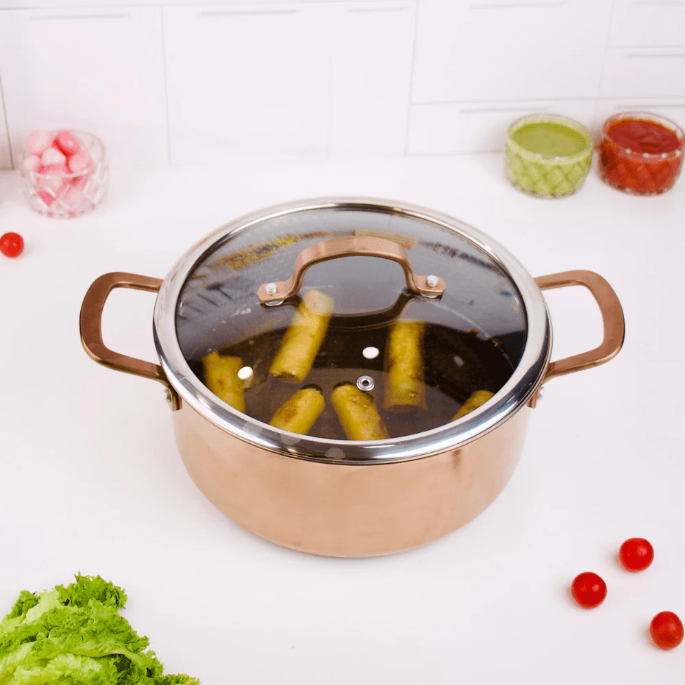 Multi-Purpose Copper Core Honeycomb Cooking Pot With Lid (24cm)