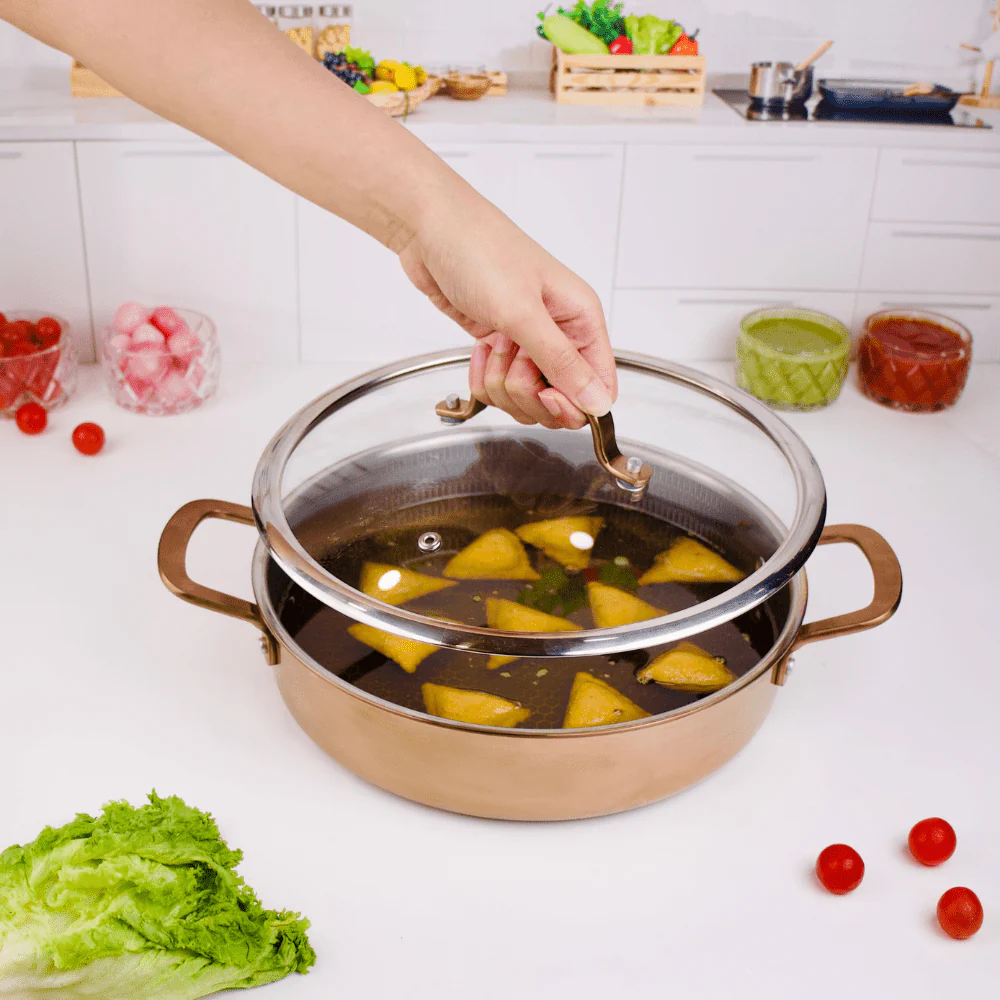 Multi-Purpose Copper Core Honeycomb Cooking Pot With Lid (26cm)