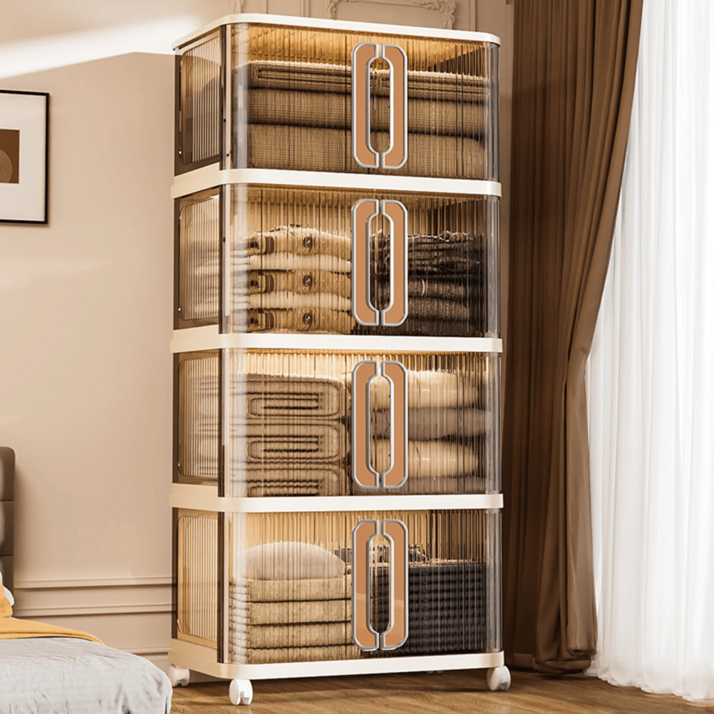 Multi-Purpose Plastic Large-Capacity Foldable Storage Cabinet with Double Doors