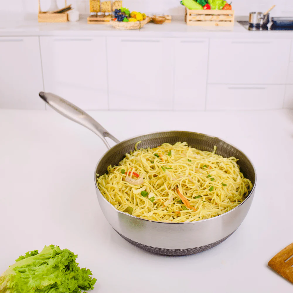 Stainless Steel Honeycomb Non-Stick Frying Pan With Lid(24cm)