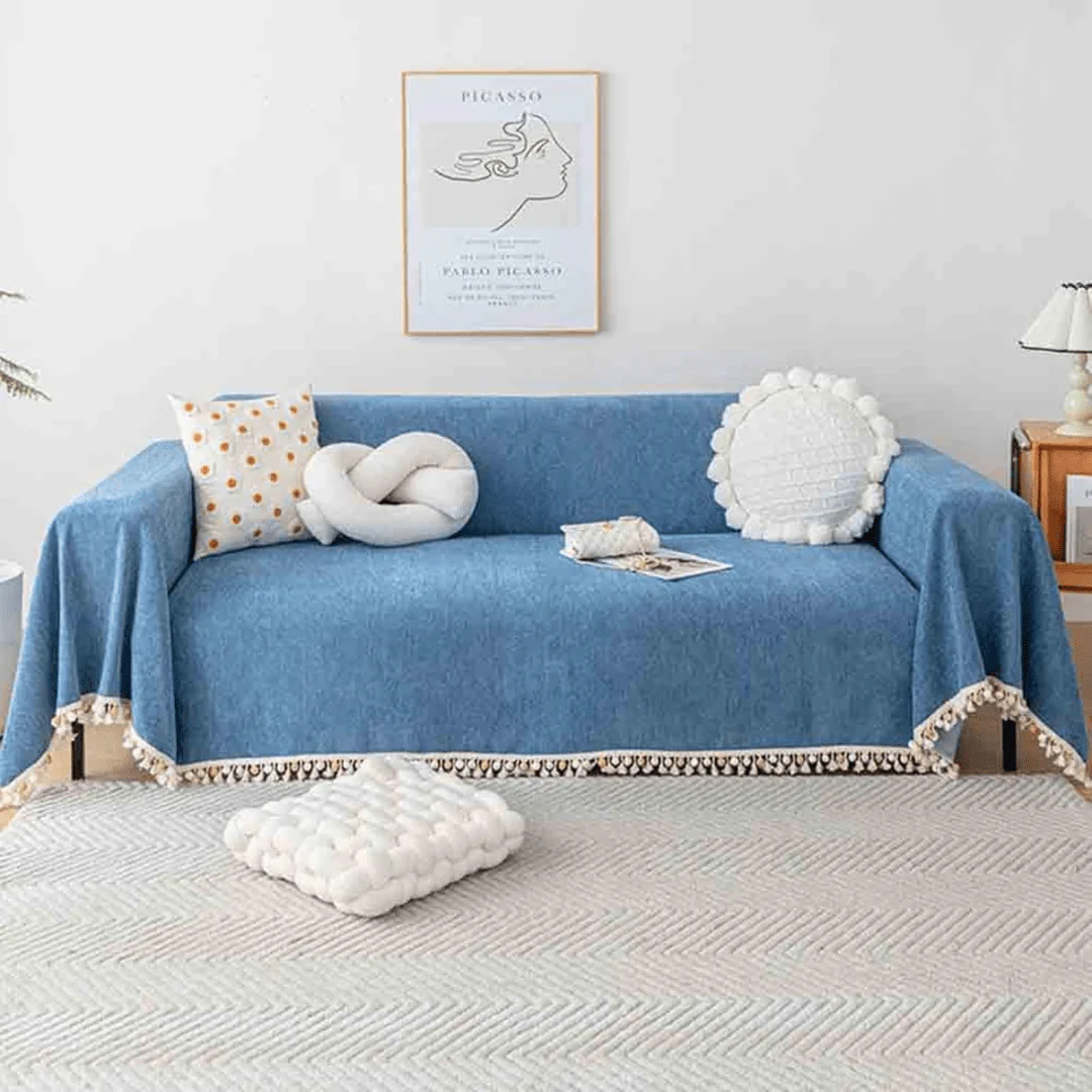 Elegance Chenille Sofa Cover :[EM-SC-31] (Blue)