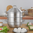 جدر بخار (مطبخ بخاري) ستانلس ستيل 3 طبقات متعدد الأغراض (32 سم)