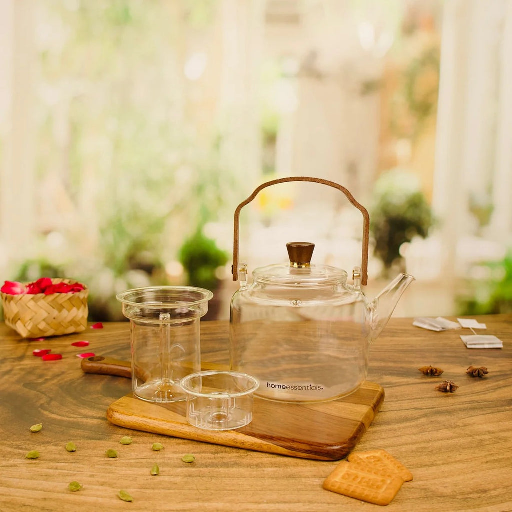 Multi-Functional Glass Teapot for Brewing and Steaming With Handle (1000ml)