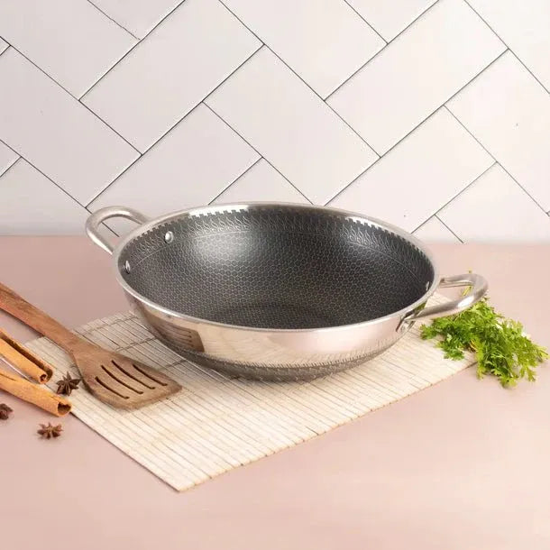 Multipurpose Stainless Steel Non-Stick Honeycomb Cooking Pot (30cm)