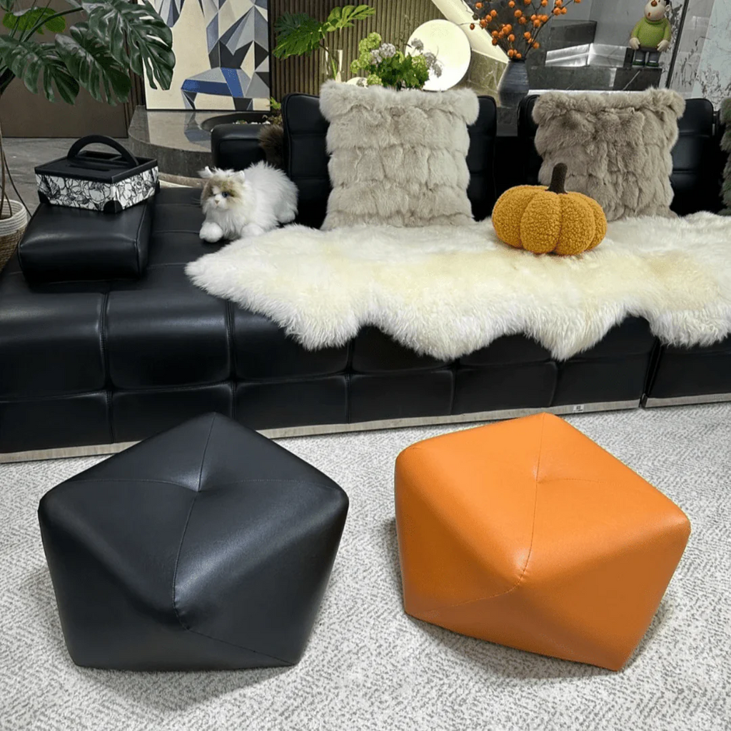 Elegant Light Luxury Octagonal Leather Foot Stool