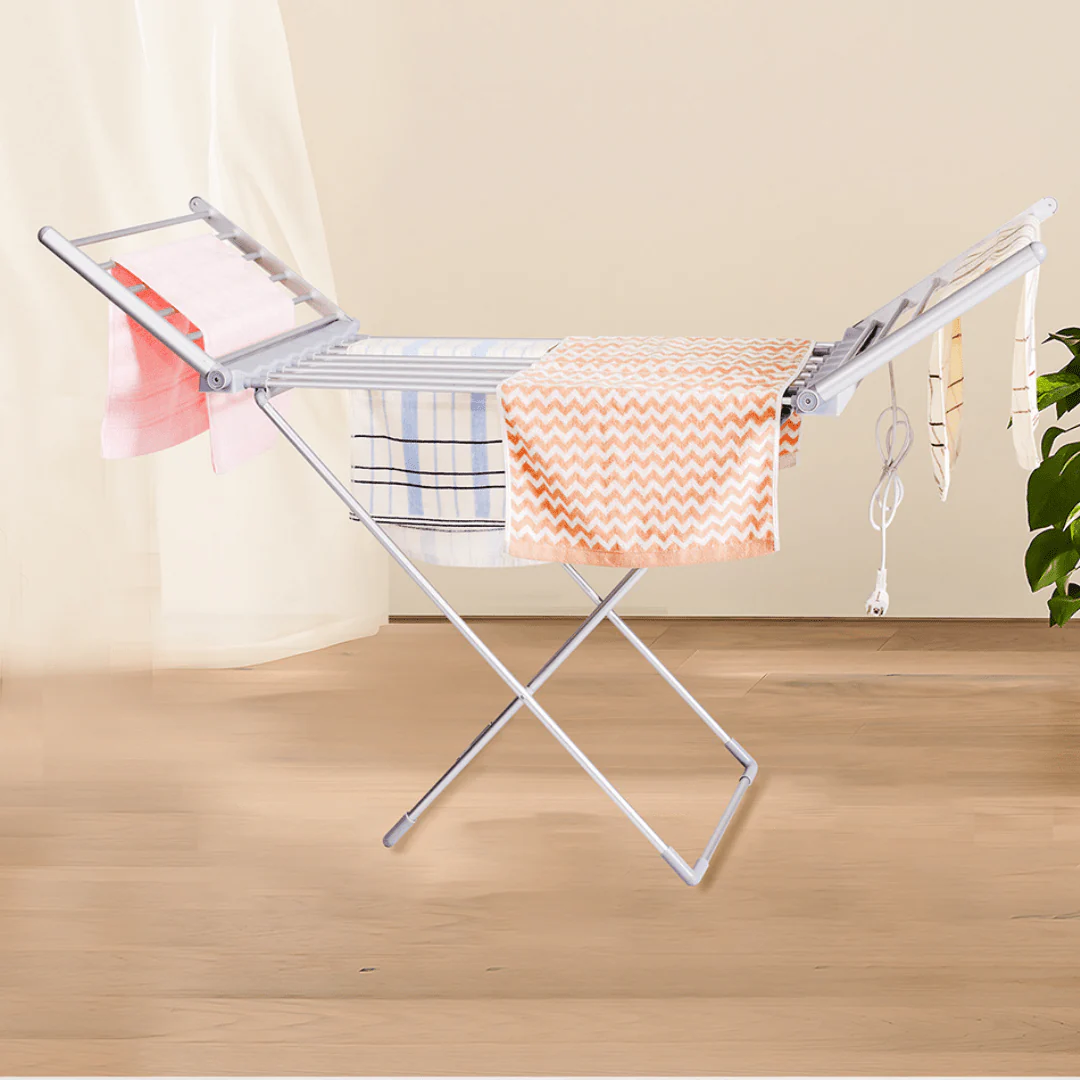 Foldable Electric Heated Aluminum Drying Rack with Wing Design