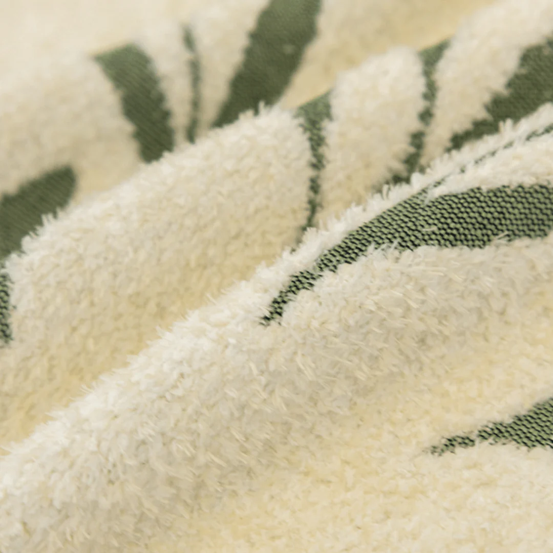 Minimal Leaf Print Green Elegance Chenille Sofa Cover