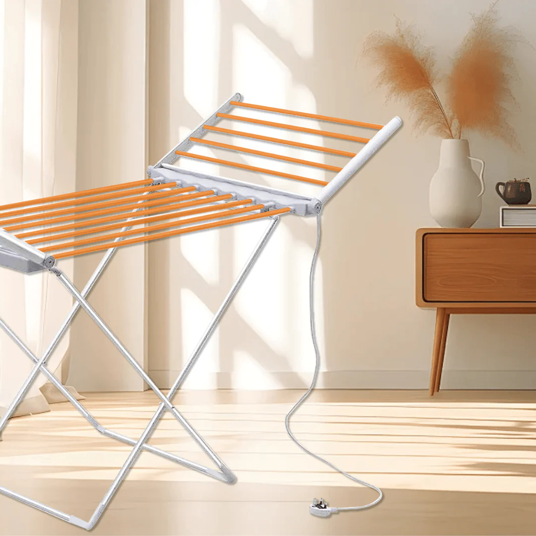Foldable Electric Heated Aluminum Drying Rack with Wing Design