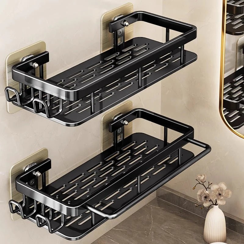 Multi-Functional Aluminum Alloy Wall-Mounted Bathroom Storage Rack (32cm)