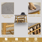 Multi-Tier Bamboo Shoe Storage Bench with Cushioned Seat (90cm)