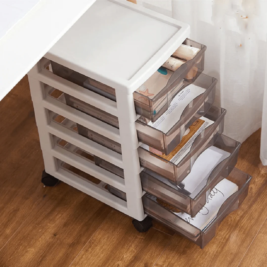 Multipurpose Multi-Layer Under Desk Storage Organizer with Lockable Wheels