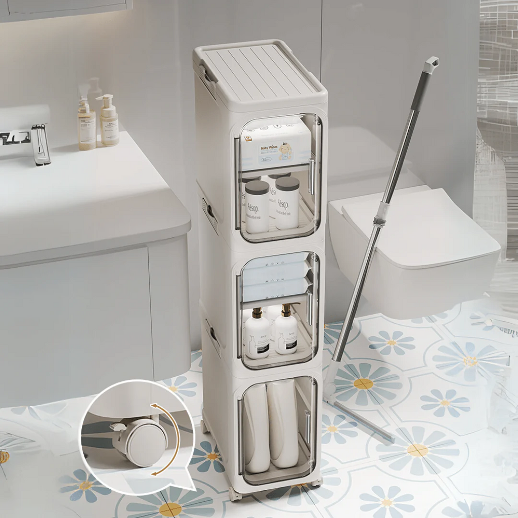 Multi-Purpose Foldable Rolling Storage Cabinet with Wheels (20cm)