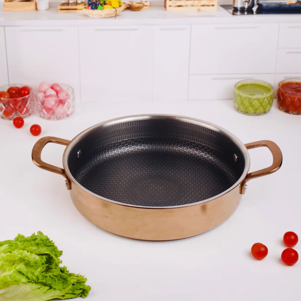 Multi-Purpose Copper Core Honeycomb Cooking Pot With Lid (26cm)
