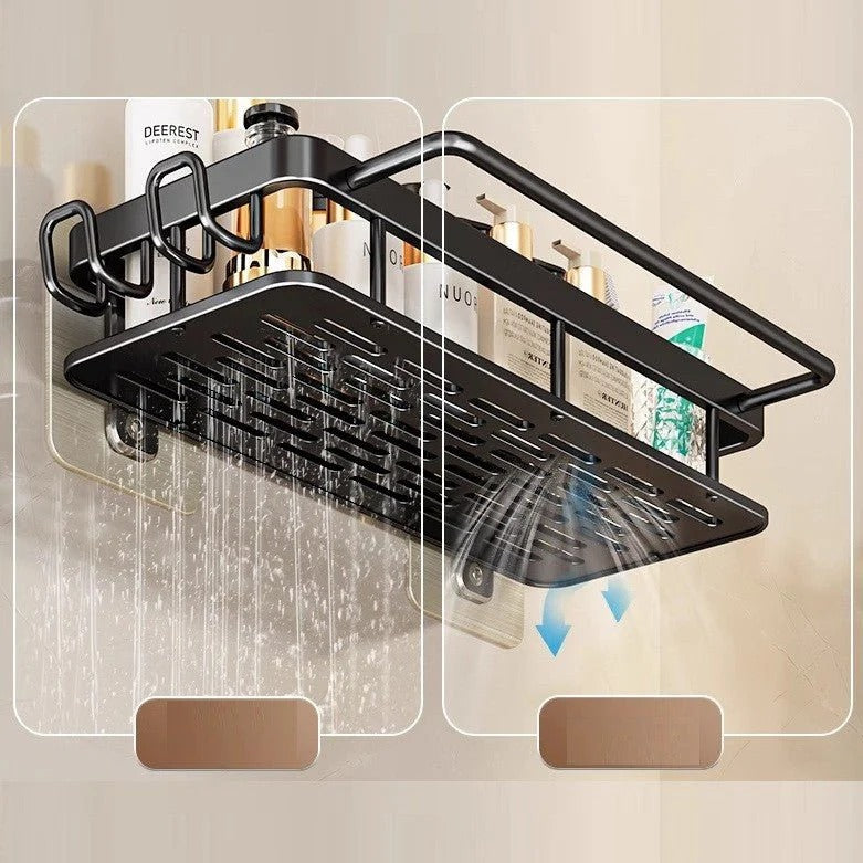 Multi-Functional Aluminum Alloy Wall-Mounted Bathroom Storage Rack (32cm)