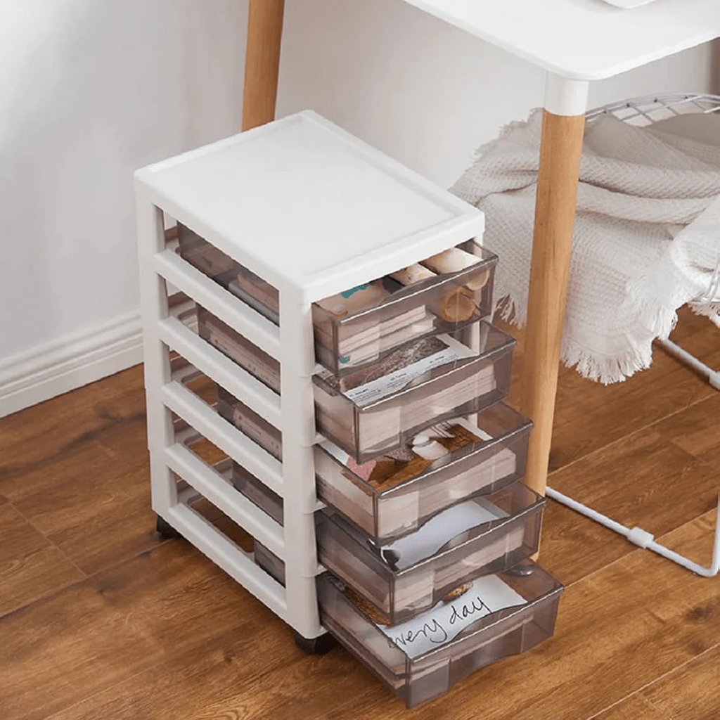 Multipurpose Multi-Layer Under Desk Storage Organizer with Lockable Wheels