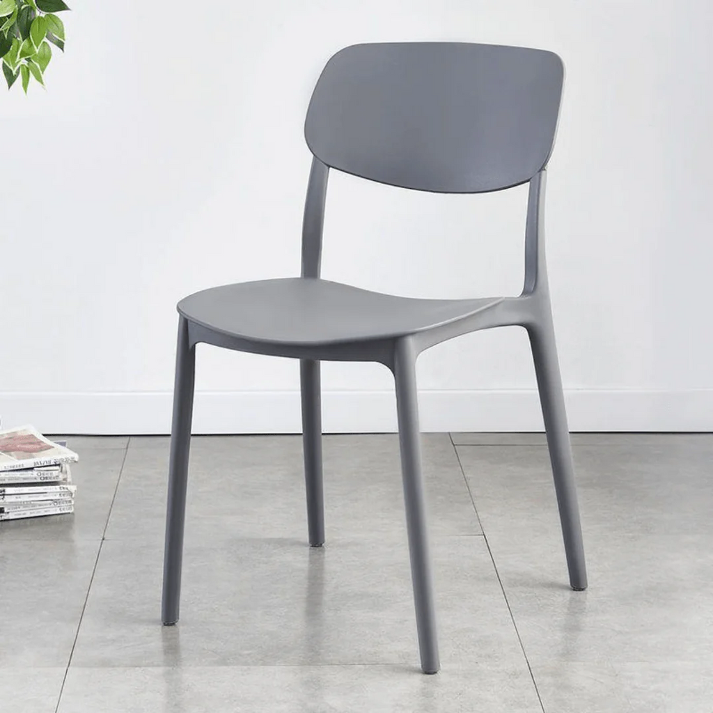Space-Saving Stackable Plastic Chair with Curved Backrest
