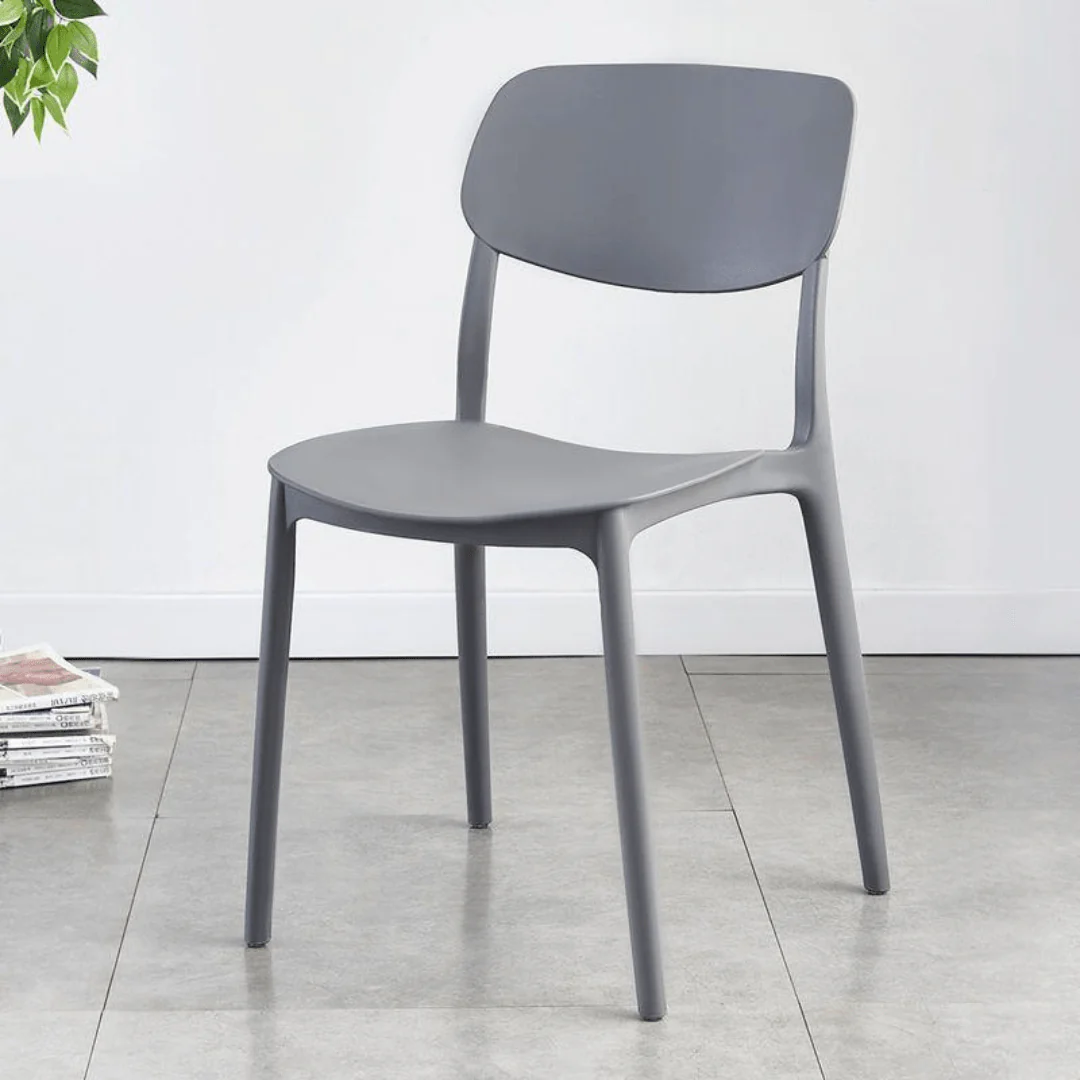 Space-Saving Stackable Plastic Chair with Curved Backrest