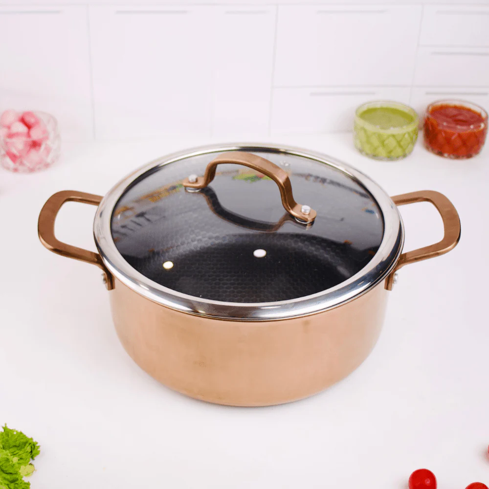 Multi-Purpose Copper Core Honeycomb Cooking Pot With Lid (24cm)