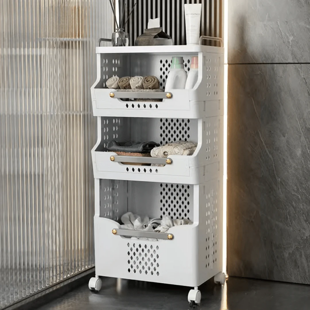 Multipurpose Multi-Layer Foldable Rolling Laundry and Storage Basket