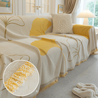 Ginkgo Leaf Print Yellow Elegance Chenille Sofa Cover