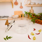 Multi-Purpose Transparent High Borosilicate Glass Pot with Lid