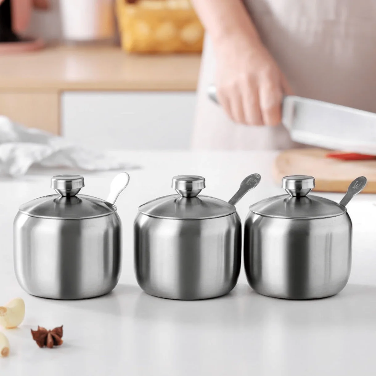 Stainless Steel Multifunctional Seasoning Jars (250 ml)