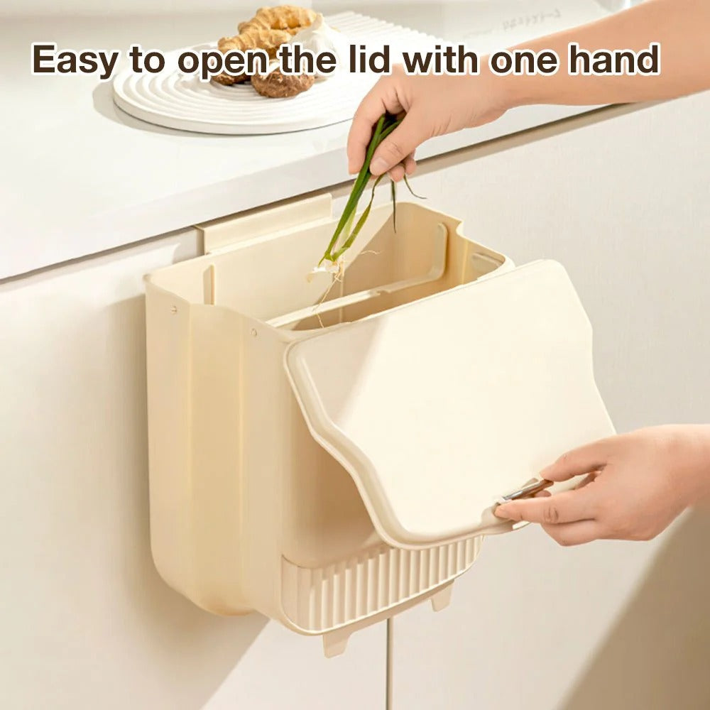 Space-Saving Folding Kitchen Trash Can with Lid(12L)