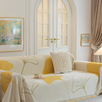 Ginkgo Leaf Print Yellow Elegance Chenille Sofa Cover