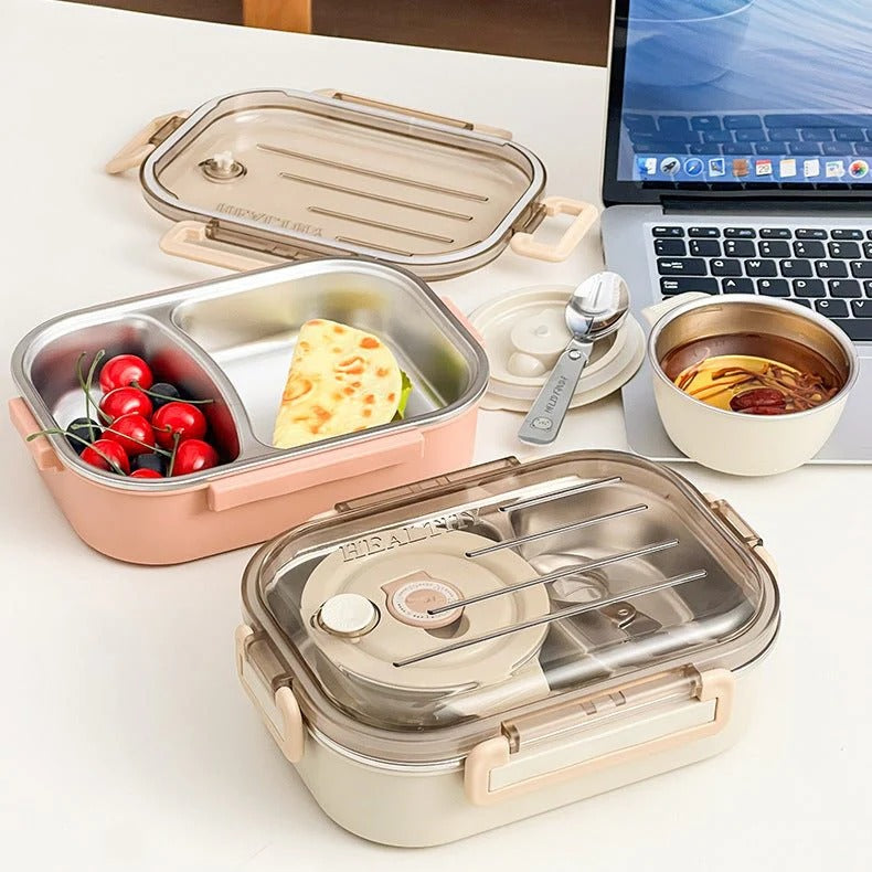 Bento Stainless Steel Lunch Set With Bowl and Cutlery(900 ml)