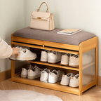 Multi-Tier Bamboo Wood Shoe Organiser Bench(70cm)