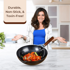 Fine Iron Cooking Pan with Wooden Handle