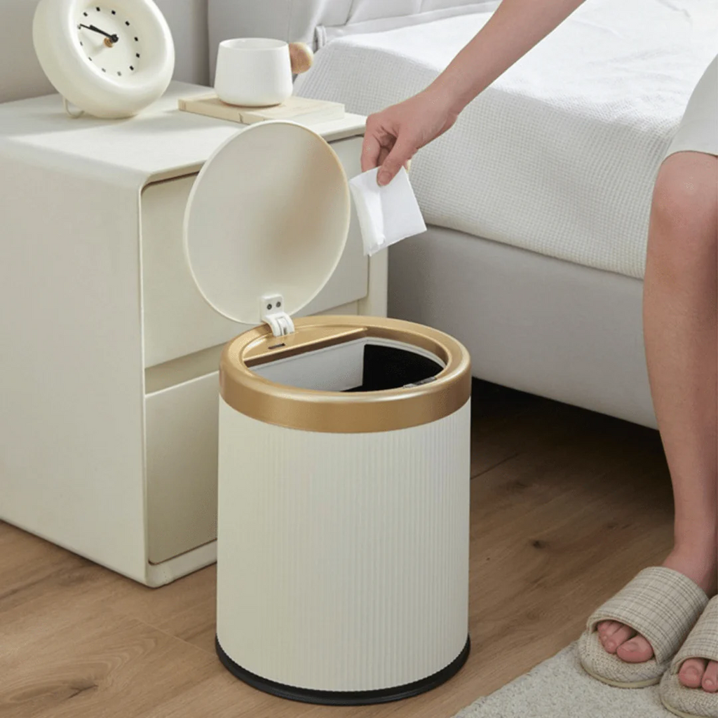 Smart Automatic Round Plastic Trash Can with Lid
