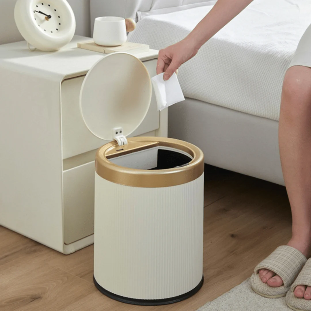 Smart Automatic Round Plastic Trash Can with Lid