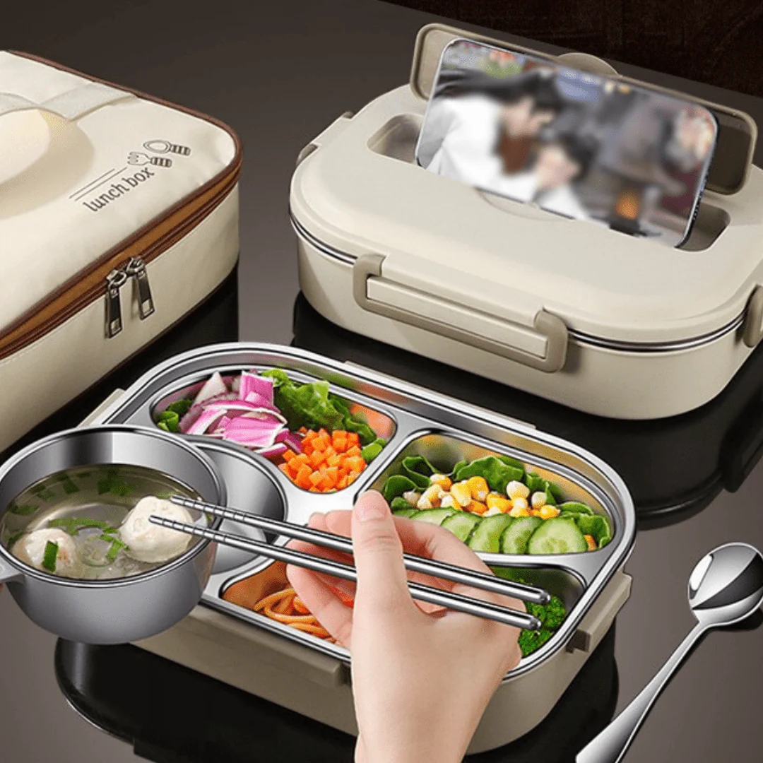 4-Compartment Stainless Steel Leak Proof Lunch Box (1500ml)