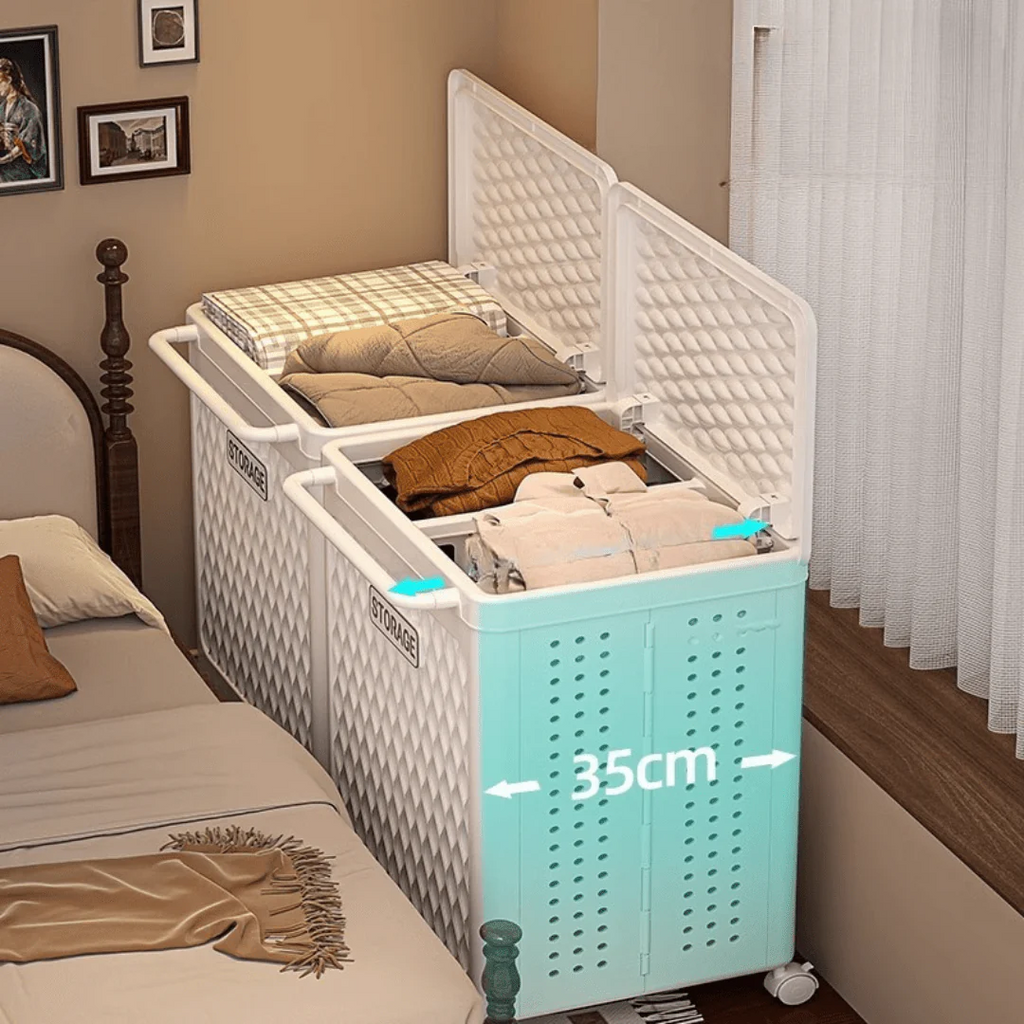 Multi-Purpose Folding Divider Storage Basket with Wheels