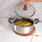 جدر طبخ (قدر) عميق ستانلس ستيل بـ "خلية نحل" ويا غطا (24 سم)