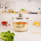 Multifunctional Borosilicate Glass and Stainless Steel Steamer Pot