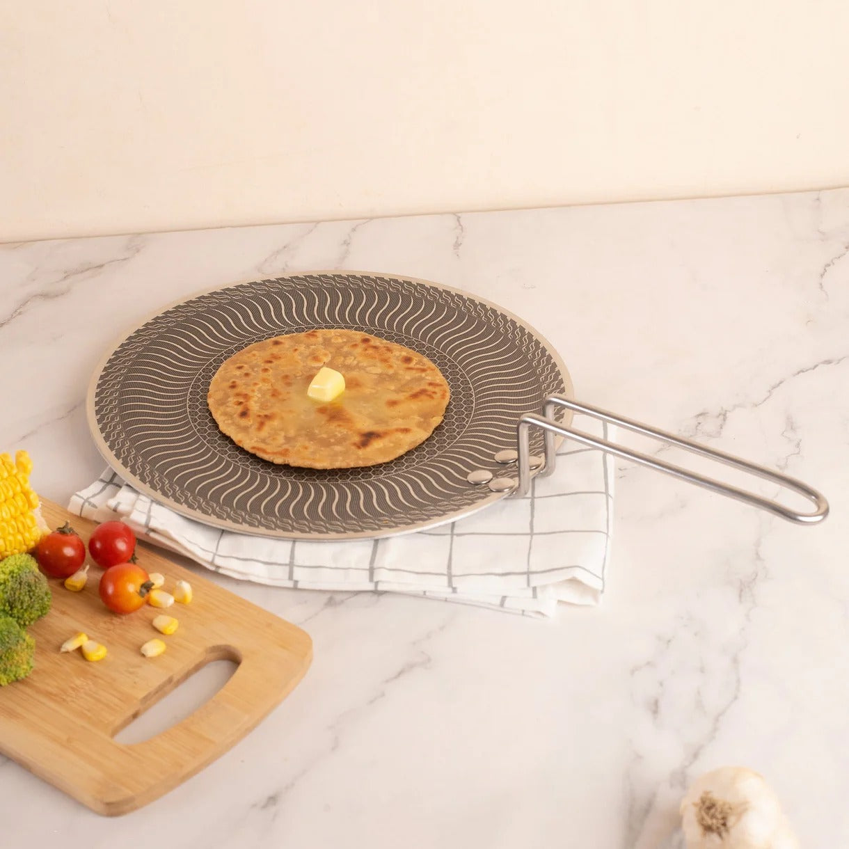 Multi-Purpose Stainless Steel Honeycomb Non Stick Tawa (28cm)