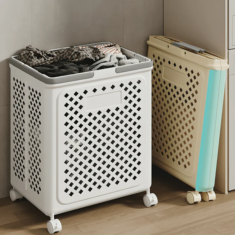 Multi-Purpose Plastic Foldable Laundry Basket with 360° Wheels